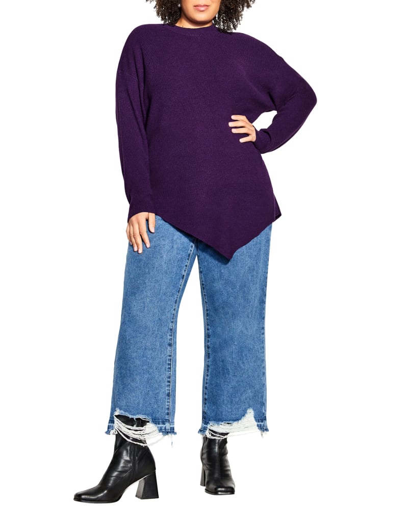 Front of a model wearing a size XXS JUMPER MADISON in Petunia by City Chic. | dia_product_style_image_id:252428